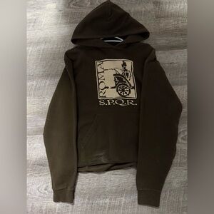 Brown Hoodie with Roma S.P.Q.R. Design